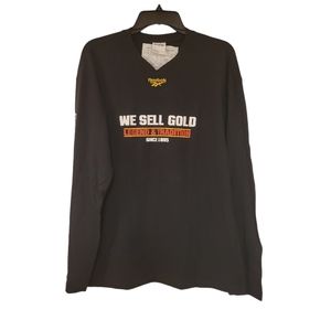 Reebok Unisex Black and Gold Long Sleeve Mesh Shirt Sz M